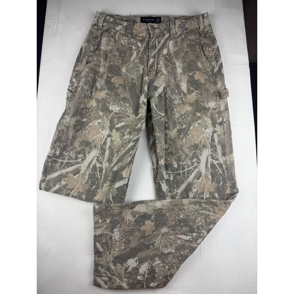 Abercrombie & Fitch Carpenter Pants 32x34 Camo Baggy Fit Utility Leaf Print